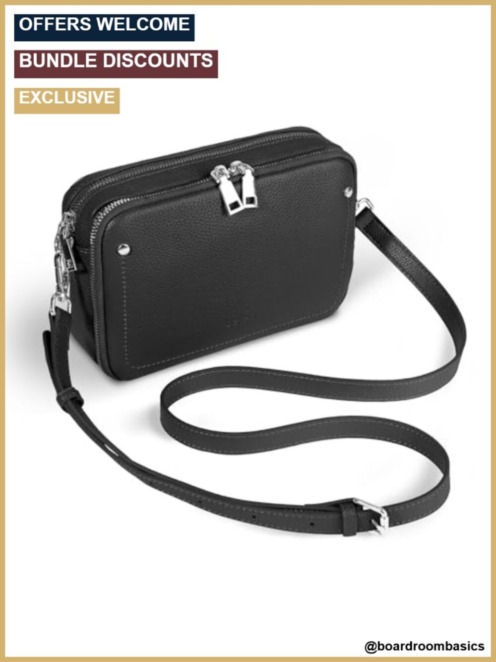Genuine Pebbled Leather Crossbody Bag RFID Built-in Wallet Adjustable Strap